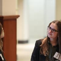 Kate Lucas (right) and Mary Claire Meimers (left) speaking before the competition